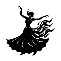 Fototapeta premium Elegant woman dancing silhouette vector art