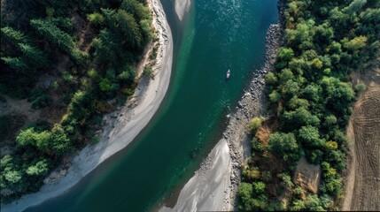 Aerial View of Serene River Bend