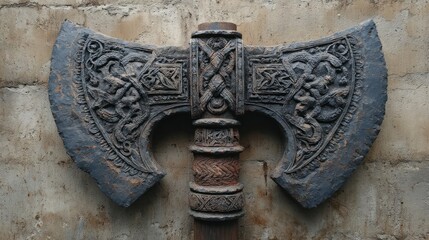 Ancient Ornate Double Axe, Viking Relic