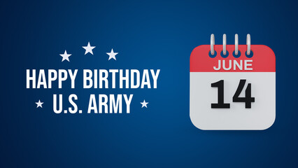Happy Birthday U.S. Army – June 14 Calendar Icon with Patriotic Stars on Blue Background