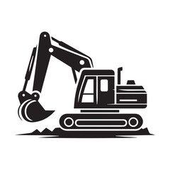 Naklejka premium black and white Machinery Excavator Icon Vector Illustrations