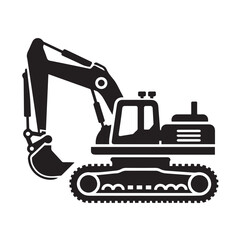 black and white Machinery Excavator Icon Vector Illustrations