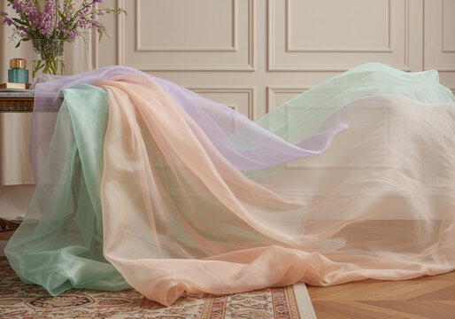 Fototapeta Elegance background with flowing soft silky fabric