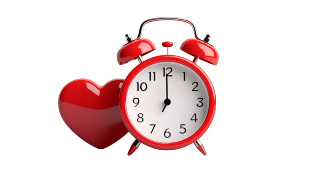 Red Alarm Clock and Heart Symbol Valentine's Day Design