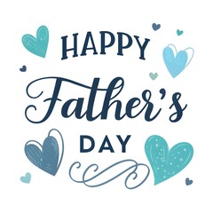 Happy Father&rsquo;s Day Greeting with Heart Decorations &ndash; Blue Themed Card Design