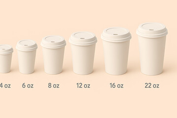 Mockup Coffee cups in various sizes, respectively