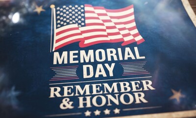 American flag memorial day design remember and honor