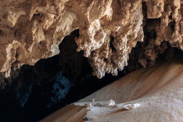 Djara Cave in Egypt with impressive stalagmites and natural rock formations. A hidden geological...