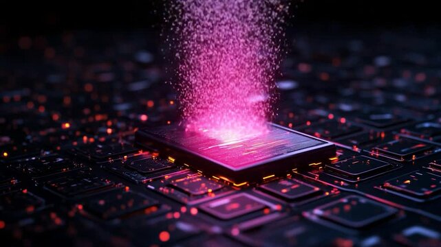Digital Core:  A Futuristic Tech Chip with Ethereal Glow