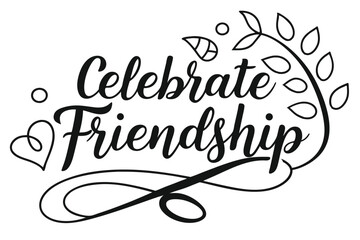 Elegant friendship day design black and white typography