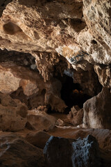 Djara Cave in Egypt with impressive stalagmites and natural rock formations. A hidden geological wonder in the heart of the Sahara desert