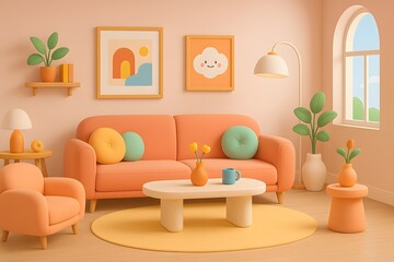 Cozy and Stylish Living Room with Warm Color Palette and Decor