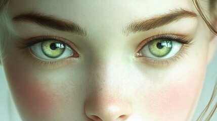 Fototapeta premium Captivating closeup woman face with striking green eyes and alluring gaze