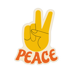 Sticker Peace saying Vector Illustration in Retro Groovy Style 