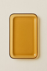 Amber glass plate, rectangular minimal design for modern table setting