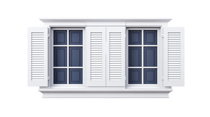 Fototapeta premium Elegant White Window Shutters Architectural Design Element