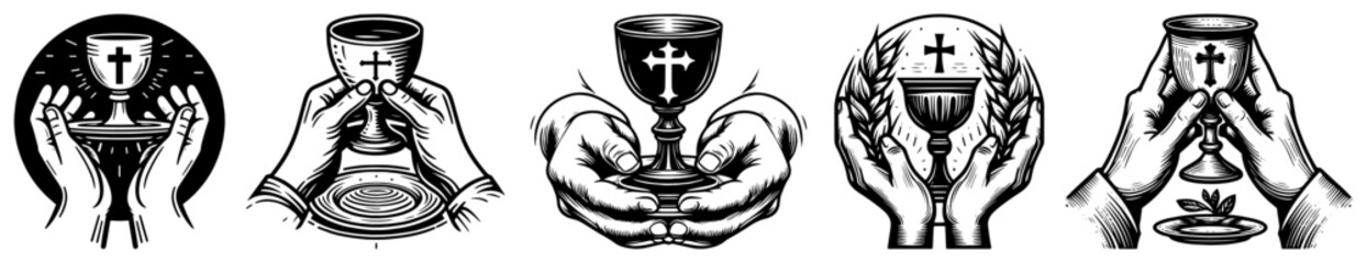 religious holy communion chalice vector art