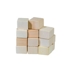 Obraz premium Stack of Unfinished Wooden Blocks, Building Blocks, Construction Toy
