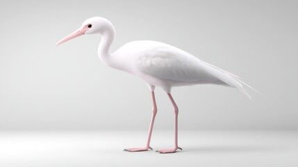 Elegant white bird with long beak perched on gray surface captivating wildlife portrait