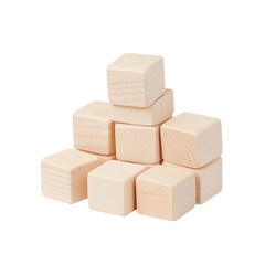 Obraz premium Stack of Unfinished Wooden Blocks - Natural Light Beige Cubes