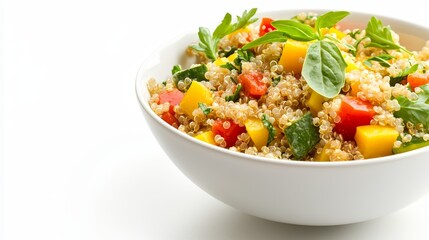 Nutritious quies bowl with fresh vegetables and aromatic basil healthy delicious meal