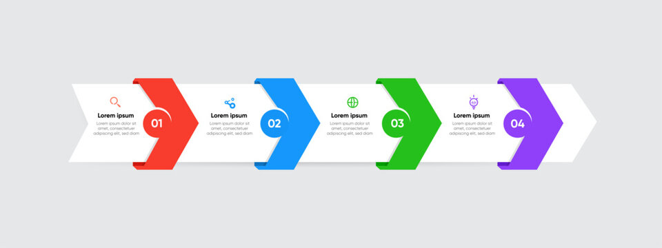 Colorful Arrow Infographic Four Steps Process Template Design