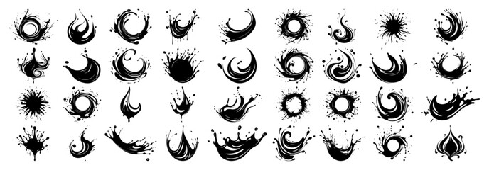 water splash swirl drop icon set