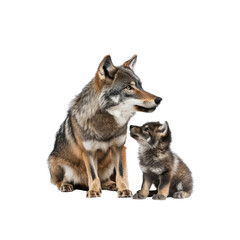 Obraz premium Mother Wolf and Pup A Tender Moment in the Wild