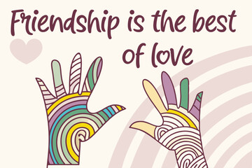 Colorful fingerprint handprints with love quote design