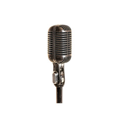 Fototapeta premium Vintage Retro Microphone on Stand, Isolated on Transparent Background