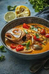 Fish in Spicy Coconut Broth with Cherry Tomatoes and Herbs