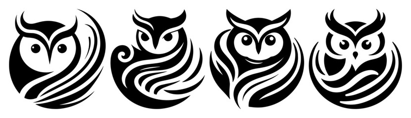 round owl emblem design collection