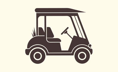 Fototapeta premium Golf cart icon, vehicle silhouette vector, transport illustration, electric buggy design, black shape graphic, golf cart icon 
