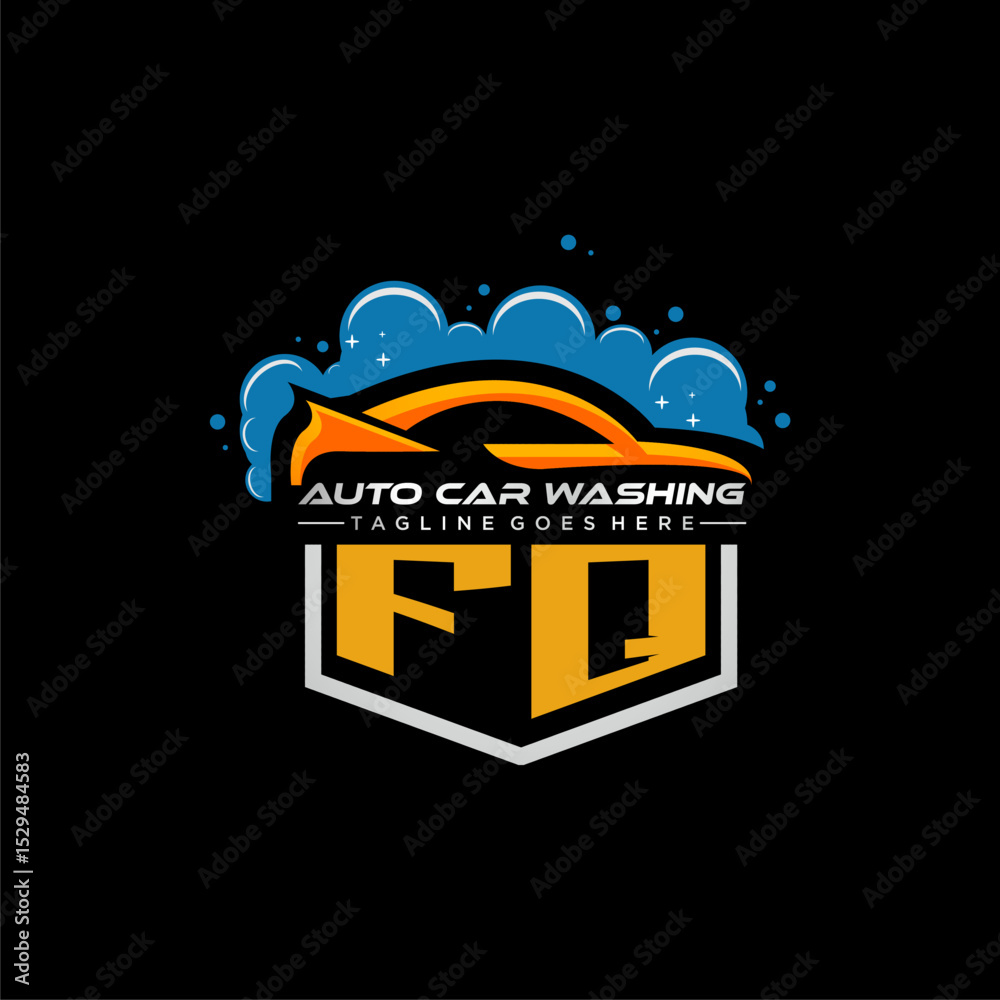 Fototapete fq initial monogram for carwash with car clean image design vector