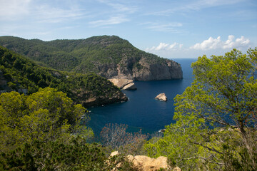Beautiful wild beach of Es Portitxol on the island of Ibiza