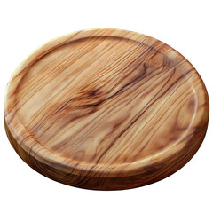 round wooden cutting board isolated on transparent background .
