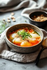 Flavorful Soup with Soft Dumplings and Fresh Green Onions