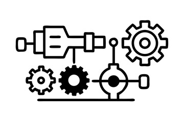 Obraz premium Mechanical System Diagram Gears, Pistons, and Transmission