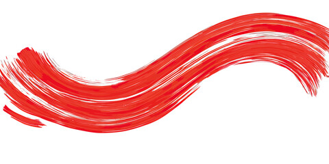 Fototapeta premium Abstract red paint brush stroke with dynamic wavy lines and textured streaks on white background for creative design and artistic decoration vector illustration