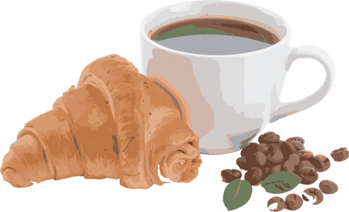 cup of coffee and croissant