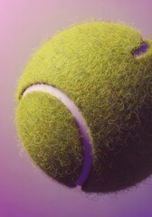 Close-up of tennis ball on pastel pink background