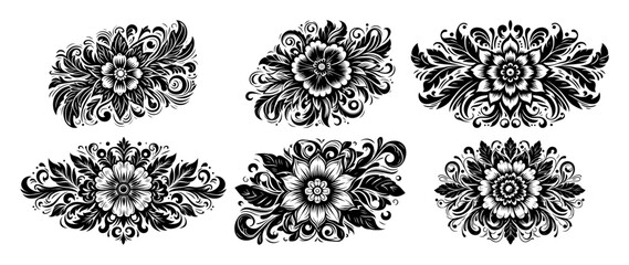 baroque floral ornament vector collection