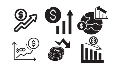 Set of Financial Growth and Dollar Money Icons – Business and Investment Concept. Victor illustration eps 10