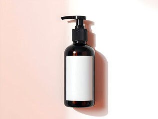 Amber Bottle Pump Dispenser: Minimalist Product Packaging Mockup