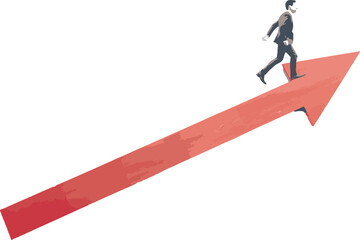 business man running on arrow