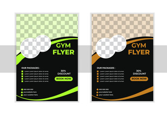 Gym/ fitness flyer template, social media post, web banner with clean and modern layout.Gym flyer design template. Flyer, social media post and facebook cover design template for gym and fitness.