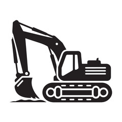 black and white Machinery Excavator Icon Vector Illustrations
