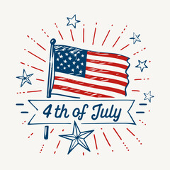 Patriotic design featuring the stars and stripes of the United States flag for Independence Day