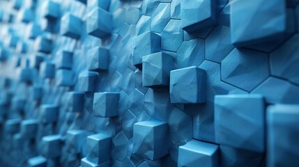 Obraz premium An artistic representation of textured blue blocks arranged on a surface, showcasing geometric patterns that evoke contemporary vibes and evoke a sense of creativity.