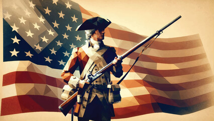 American Revolution Soldier, A historical figure dressed as a Revolutionary War
